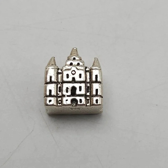 Sterling Silver Castle Charm Bead .925 European Style For Bracelets Necklaces - Picture 3 of 5